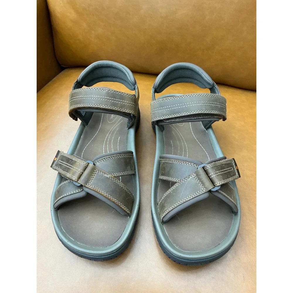 Clarks Wesley Shore Sandal Mens 11 Brown New Leather Adjustable Straps